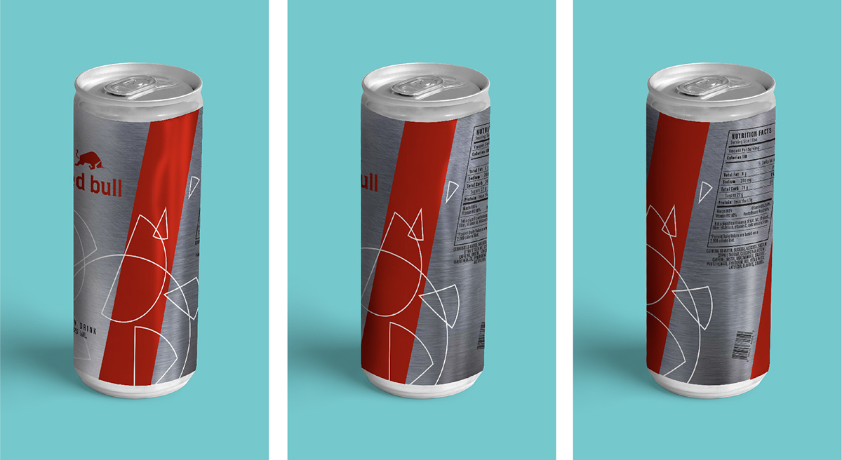 Red Bull energy drink can soda Rebrand Mockup Packaging
