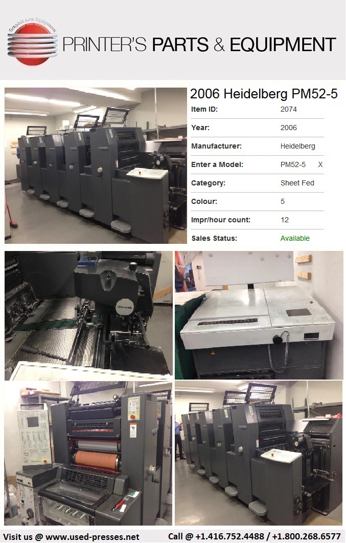 Heidelberg Press printing press printing presses Heidelberg Machines Used machines Heidelberg Parts
