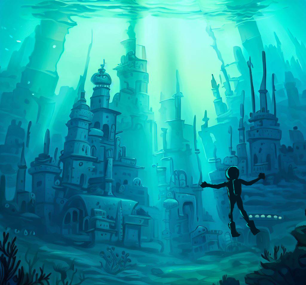 concept underwater OLDCITY Ocean Adobe Photoshop Illustrator sea underwatercity