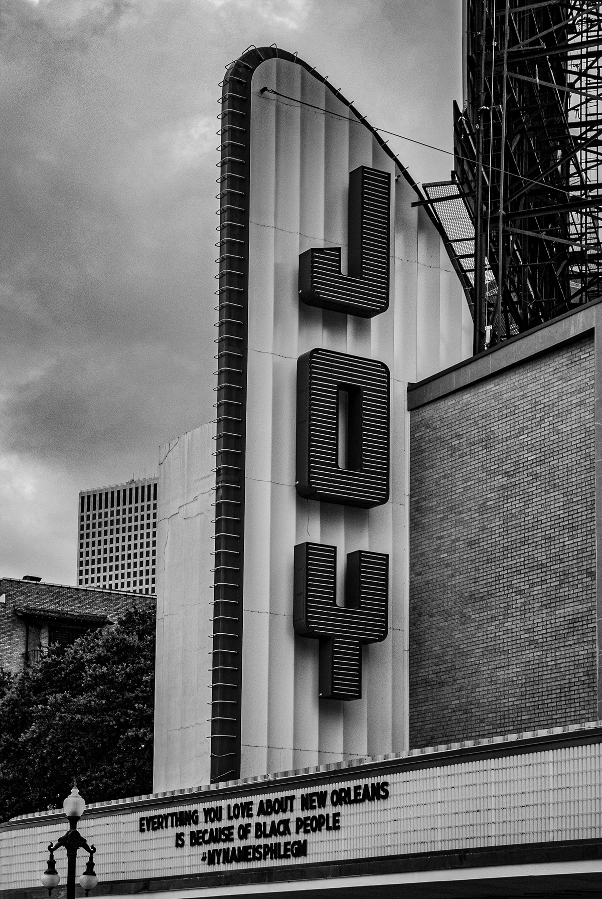 The iconic sign of the historic Joy Theater in New Orleans, Louisiana.
