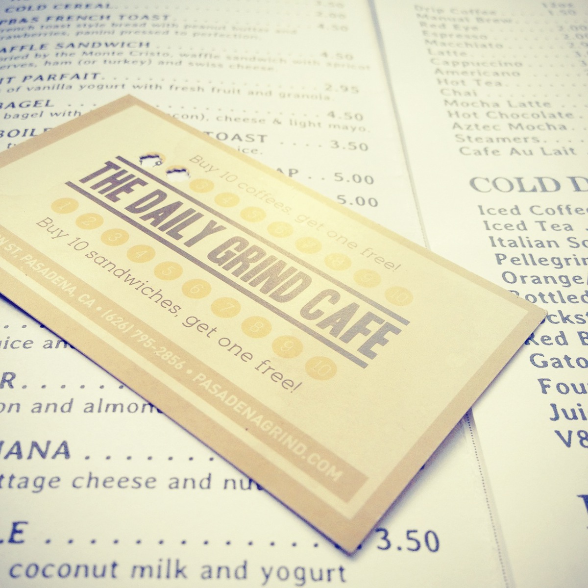 coffee shop cafe identity menu punch card flyer