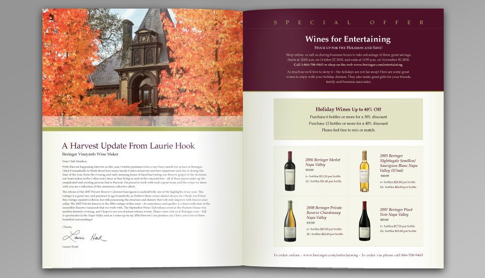 wine winery newsletter bottles Beringer napa sonoma zinfandel