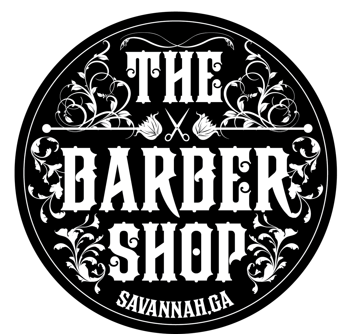 barber shop logo black and white venue