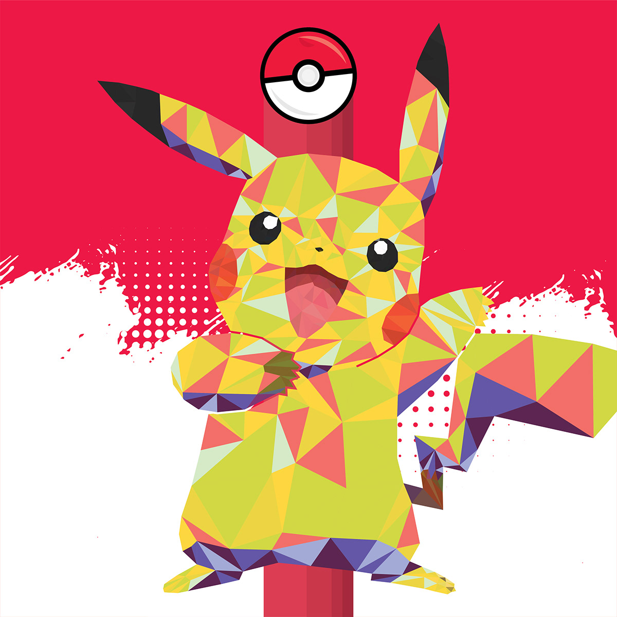 abstract anime Digital Art  Fan Art graphic design  lines pikachu Pokemon polygon vector