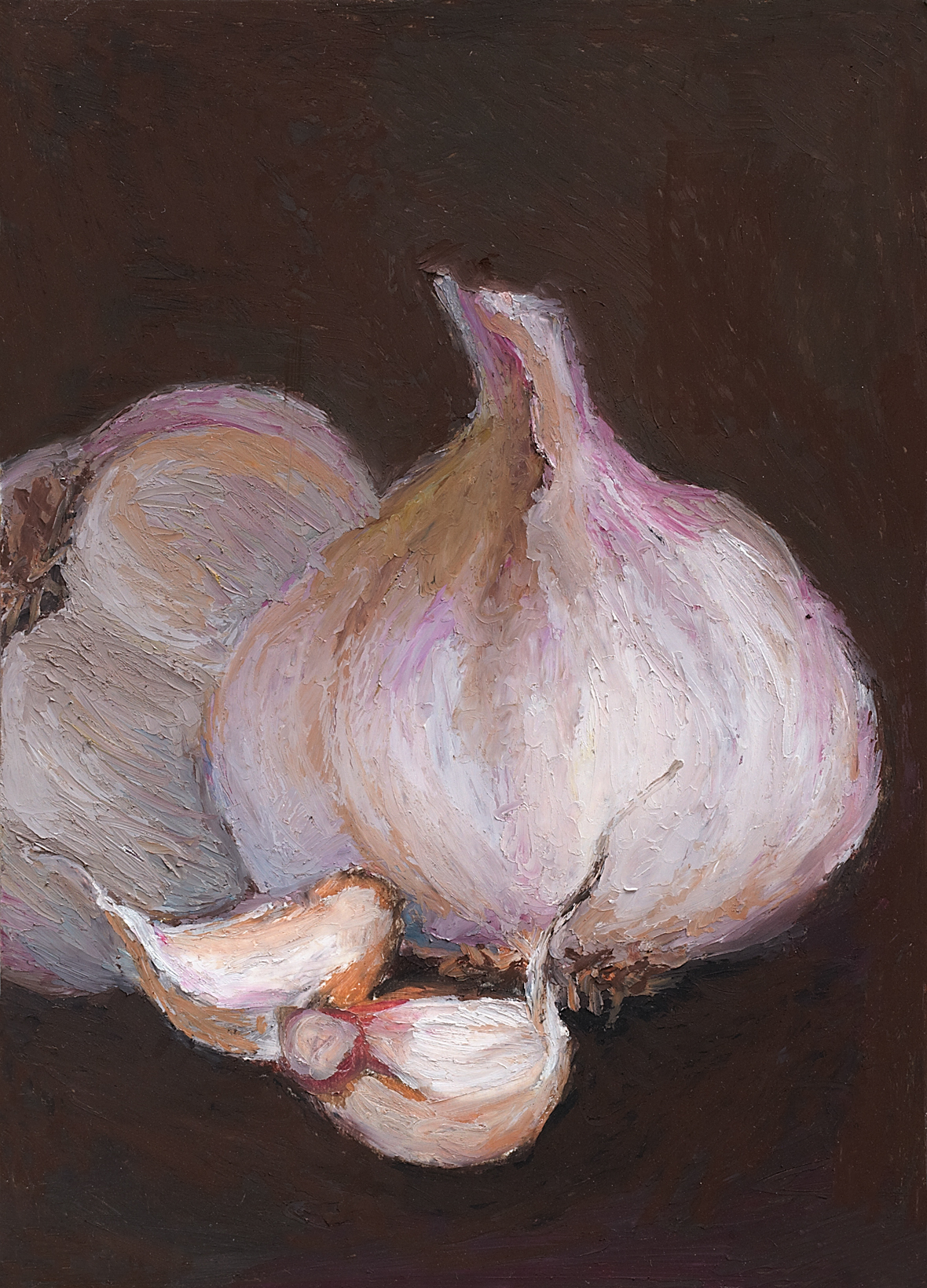 Garlic garlic painting oil pastel painting brooke figer art by figer garlic art vegetable painting