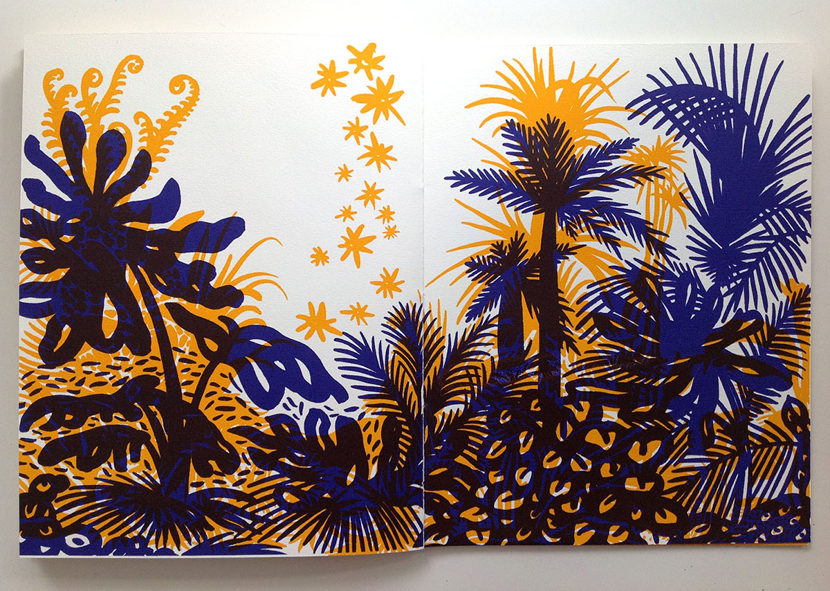 books printmaking silkscreen limited edition orange blue hand-lettering jungle parrots Flowers natalya balnova Nature