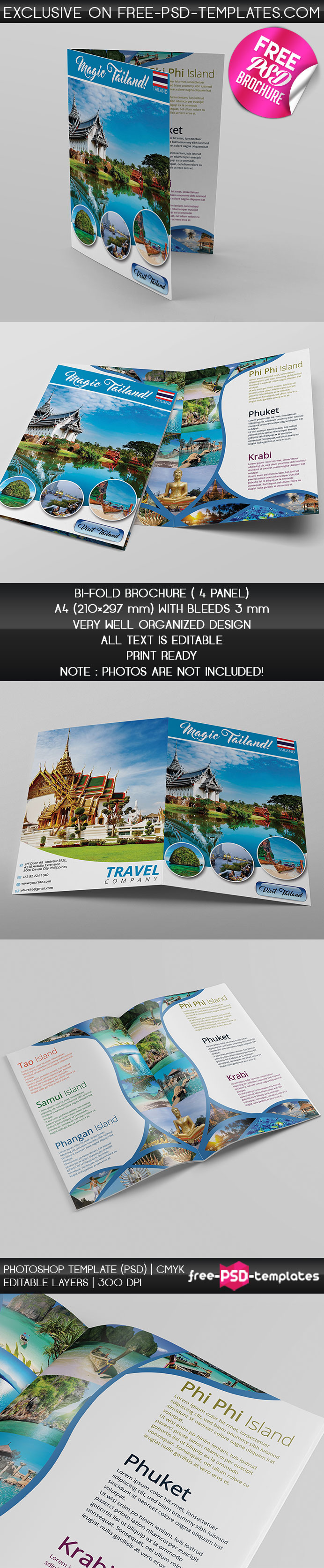 TOURISTIC BI-FOLD BROCHURE – FREE PSD BROCHURE TEMPLATE on Behance Throughout Island Brochure Template