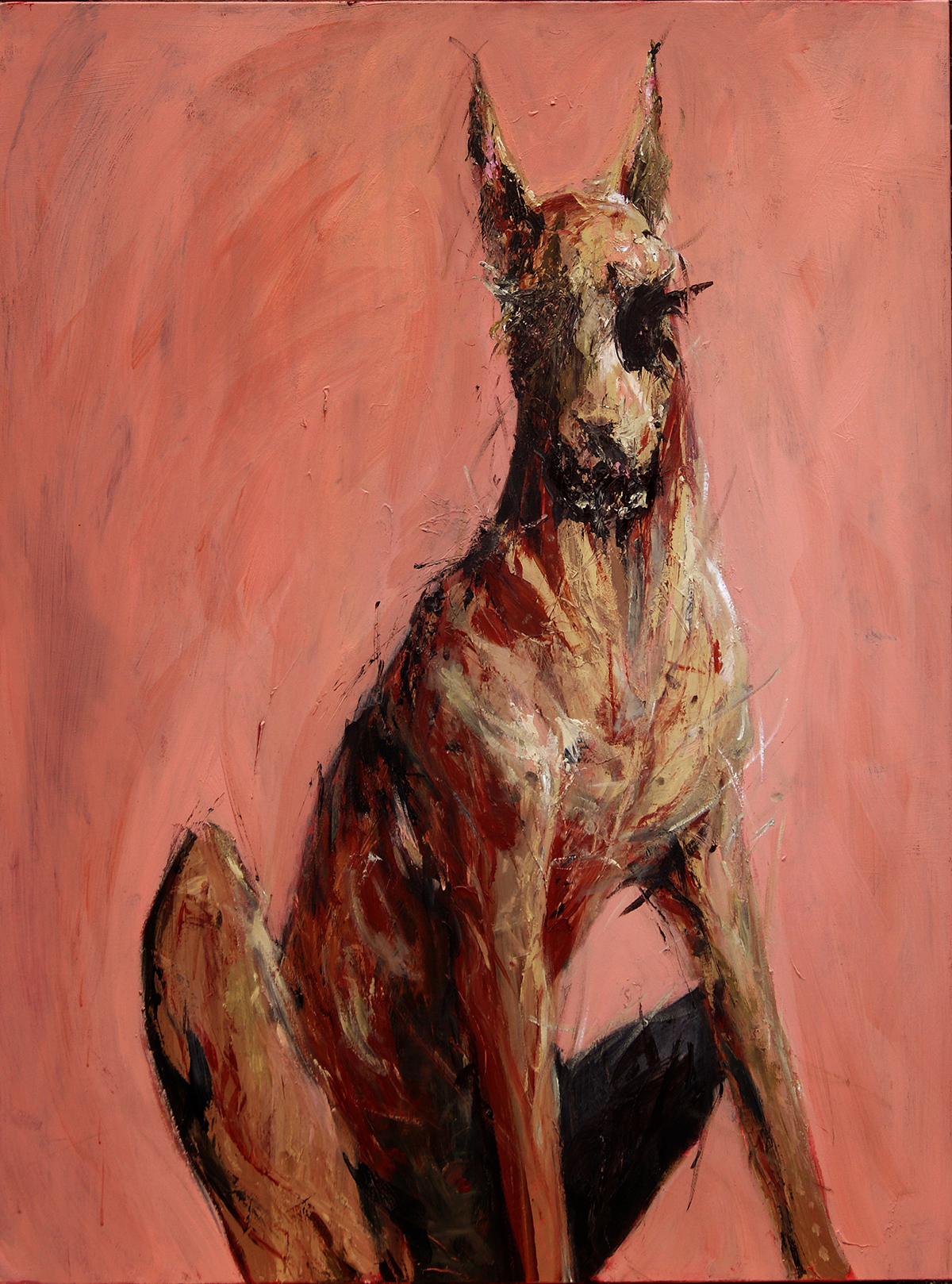 Exhibition  dogs oil canvas animals pink dog charcoal Guy Moshayov