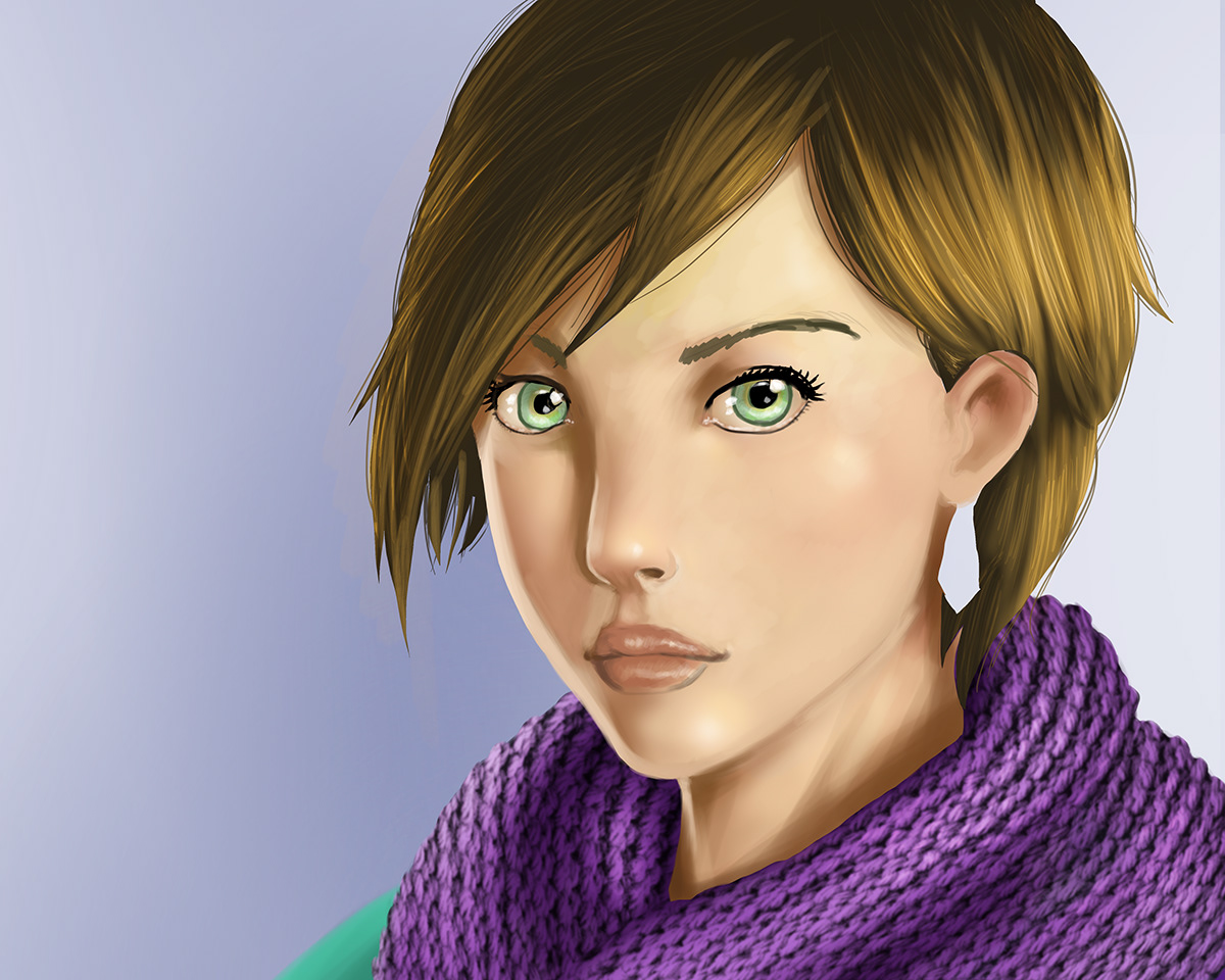 Lady scarf light face portrait