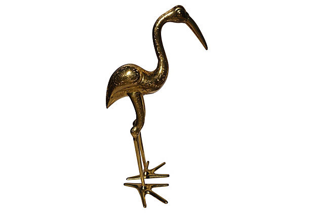 brass crane etched