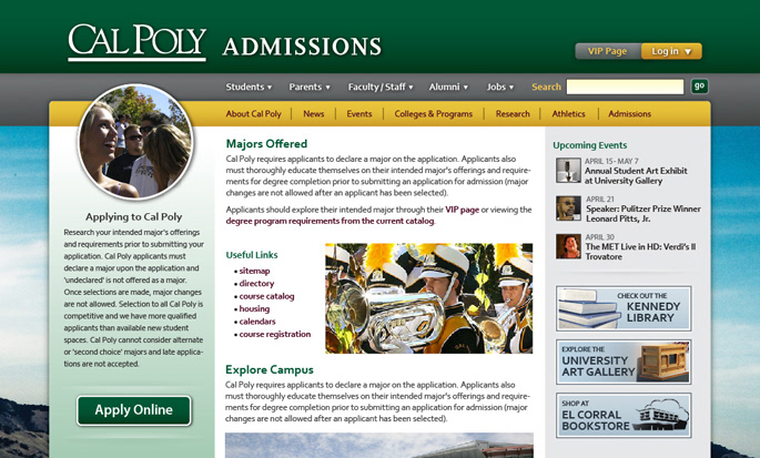 cal poly Website redesign