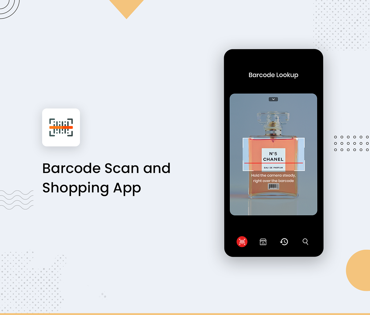 barcode clean creative design Ecommerce Mobile app perfume scan Shopping specindia store UI/UX