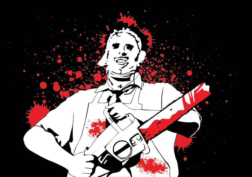 Illustrator photoshop movie serial killers b&w jason freddy hannibal Leatherface Mike Myers Character
