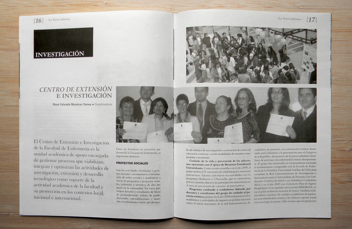 magazine black & white print editorial nursing University Retro information cover Fabio Rodríguez bogota revista newsletter paper