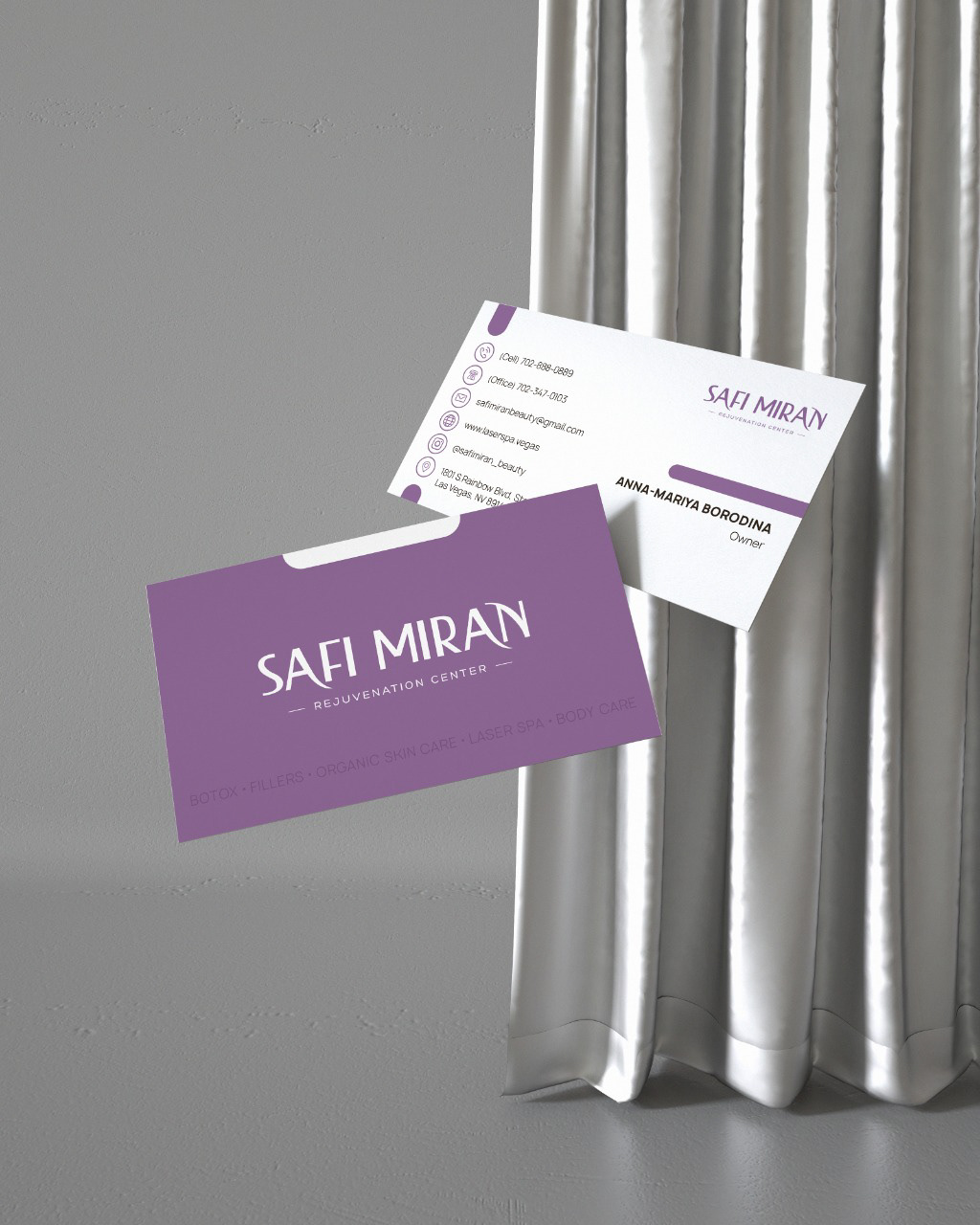 Business Cards clinic Cosmetology graphic design  modern purple rebranding