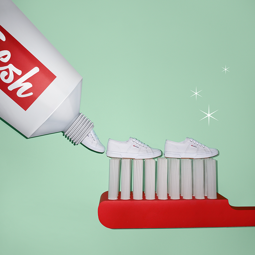 mariontoy superga toothbrush toothpaste big surreal art White handmade prop