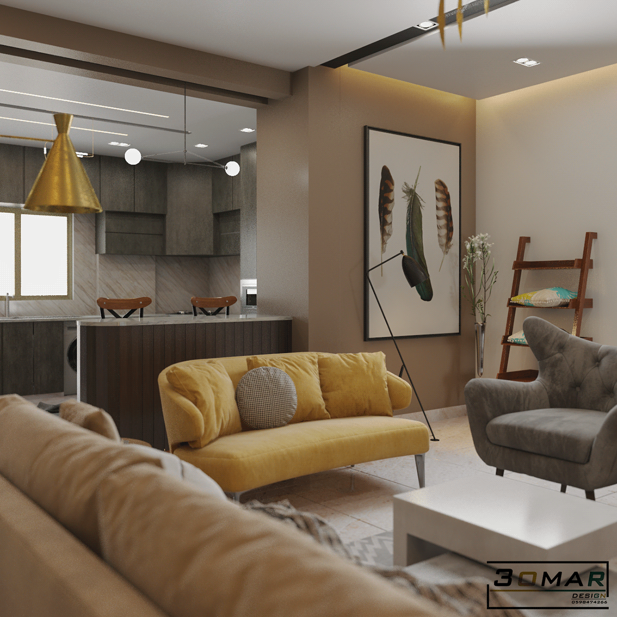 3dsmax architecture archviz bedroom interior design  kitchen living room living room design visualization vray