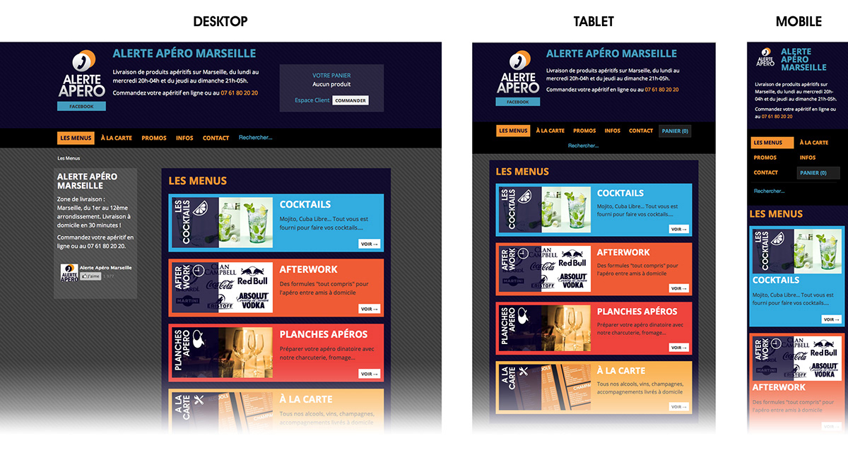 Webdesign e-commerce night shop Responsive HTML css home delivery Prestashop