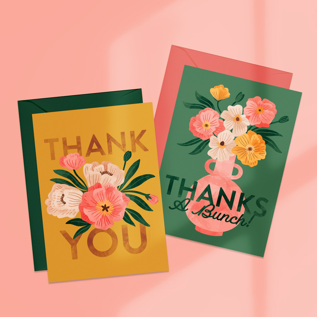 Floral watercolor thank you cards.