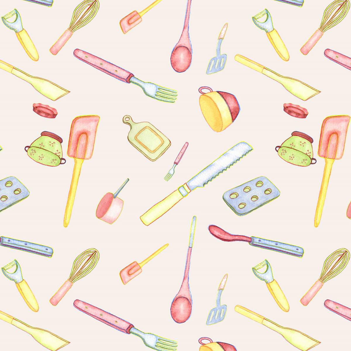 pattern watercolor kitchen supplies stationnery stationneries tools maker clothes outfit