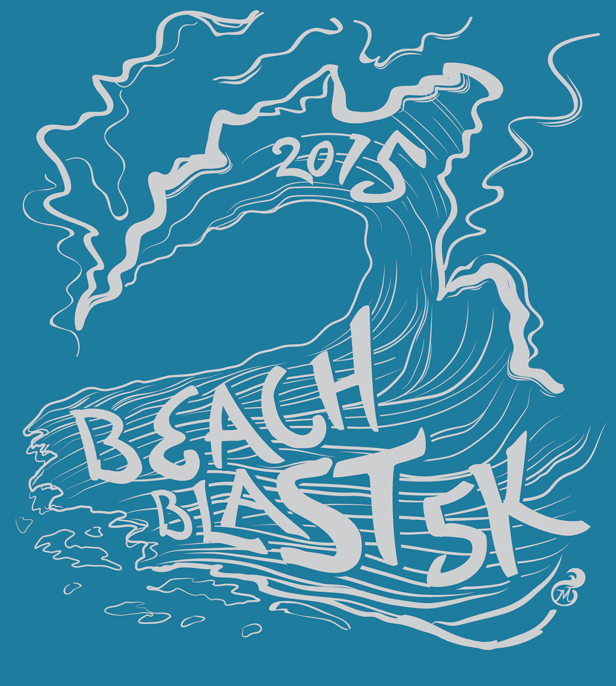screen print T Shirt beach Ocean blue beach blast Marathon 5k running Morgan Huneycutt