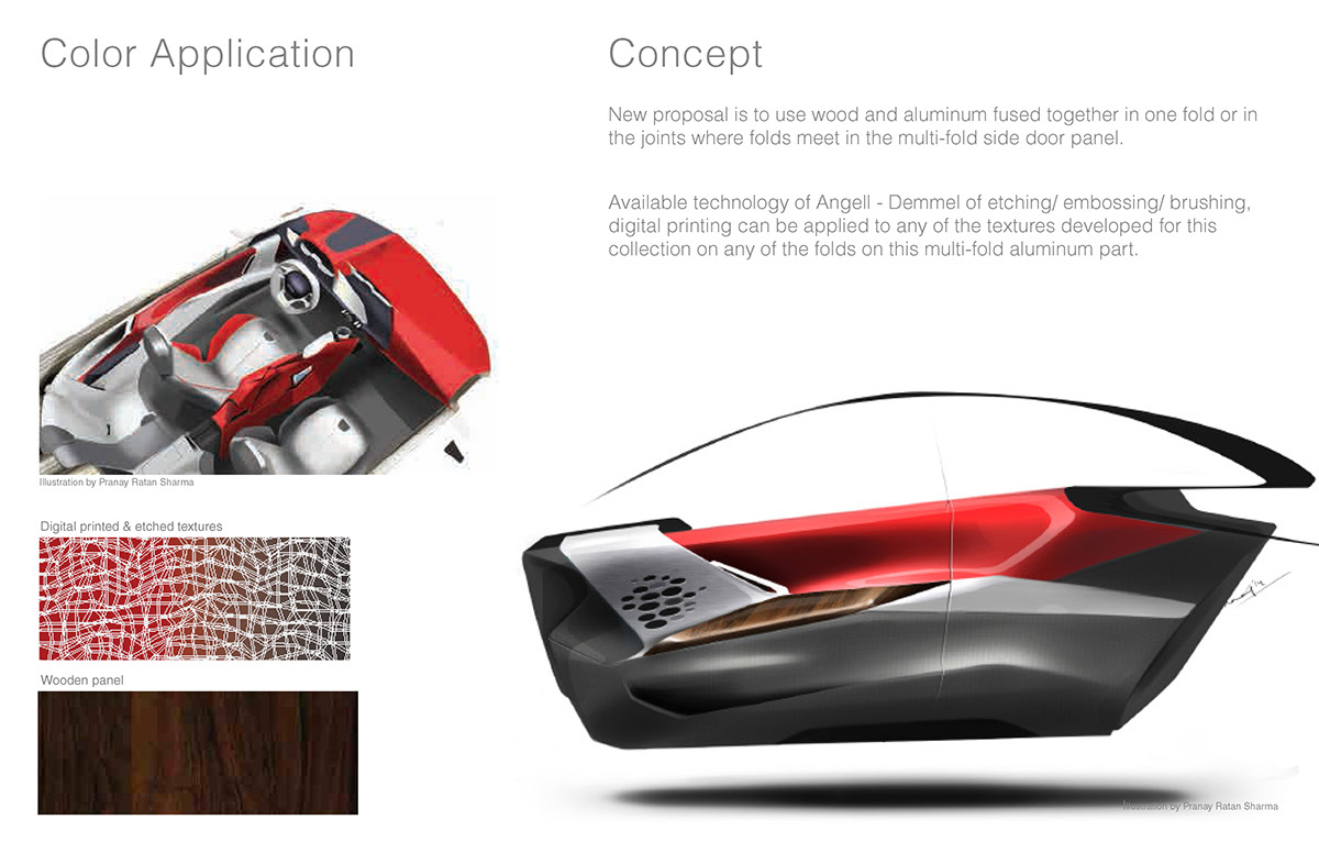 Color & trim design team work materials Transportation Design dodge dart SRT 2020 future
