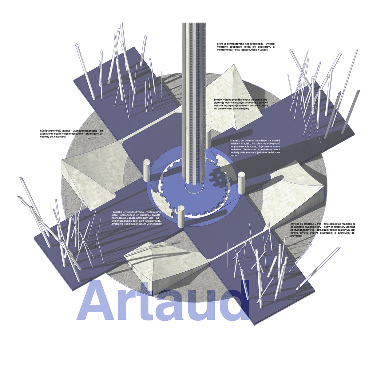 experimental foreman theater  architecture artaud visualization concept architect Work  axonometry