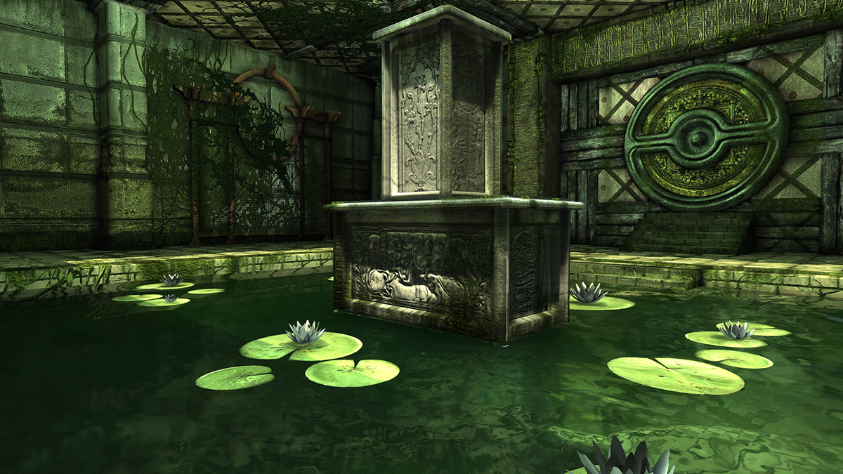 Ancient oriental altar prayer atrium hidden Lilly pad natural 3D game UDK 3ds max design
