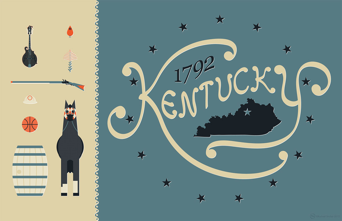 Kentucky lettering bluegrass vector