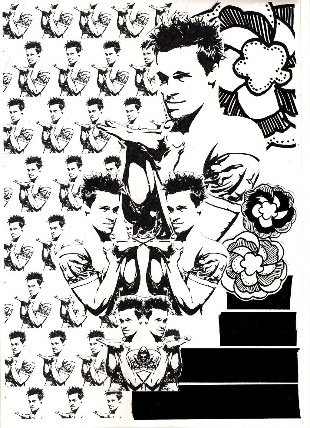 fight club poster postcard photocopy duct tape pen collage hand drawn typography