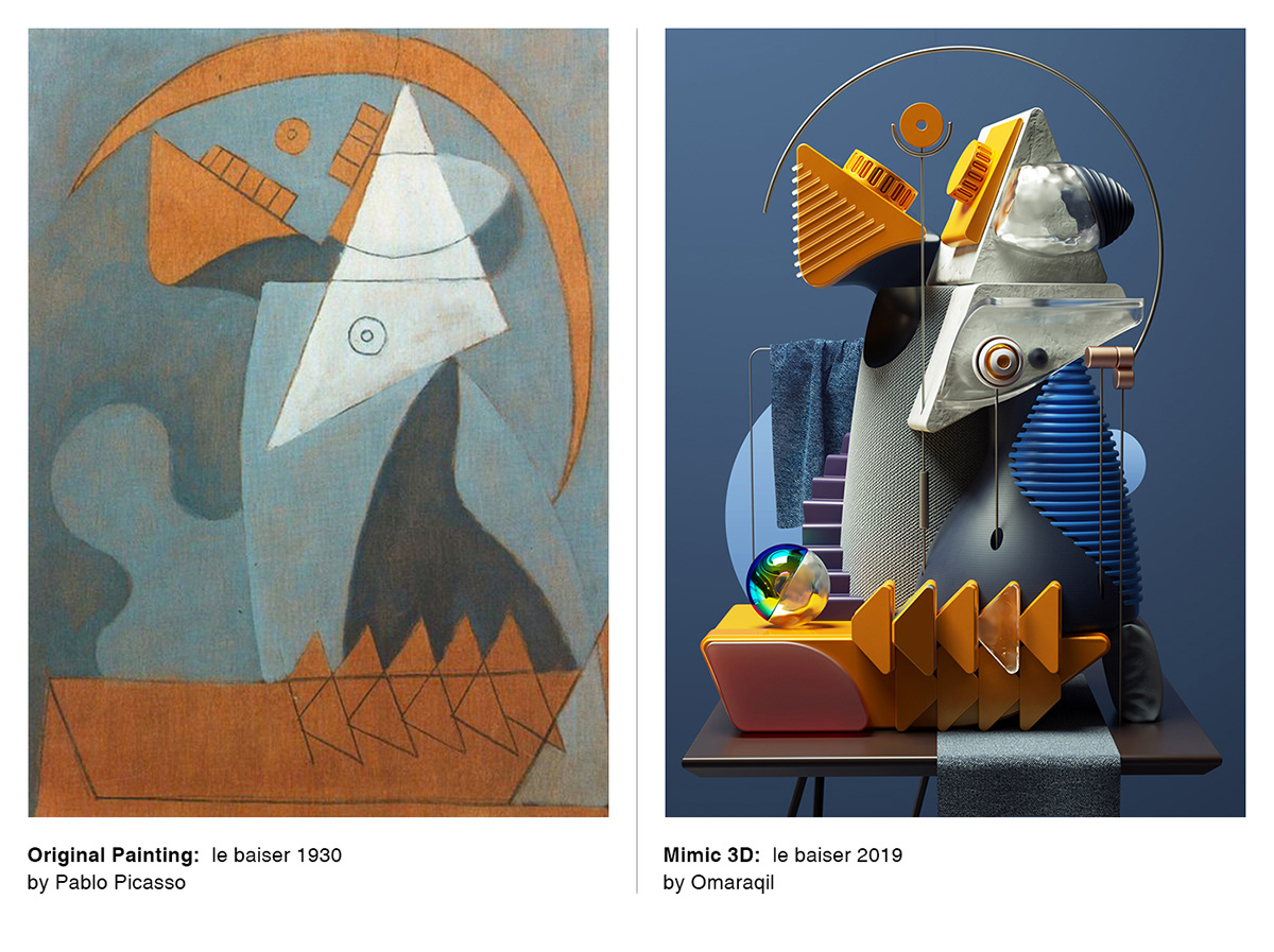 3D illustratiuon Digital Art  Picasso cinema4d photoshop Illustrator contemporary modern composition cubism