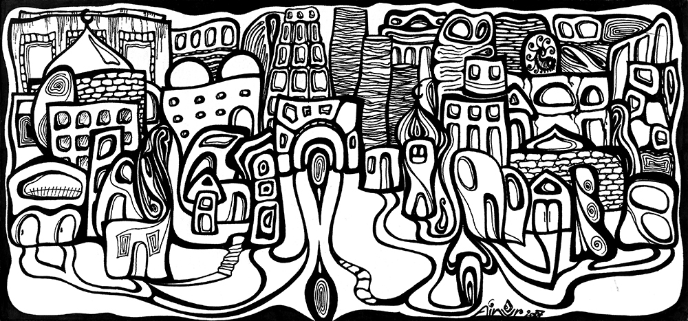 aynursferasky aynursferaskyart aynursferaskygraphic aynursferaskydrawing OLDCITY inkpen paper graphic blackandwhite Style city old