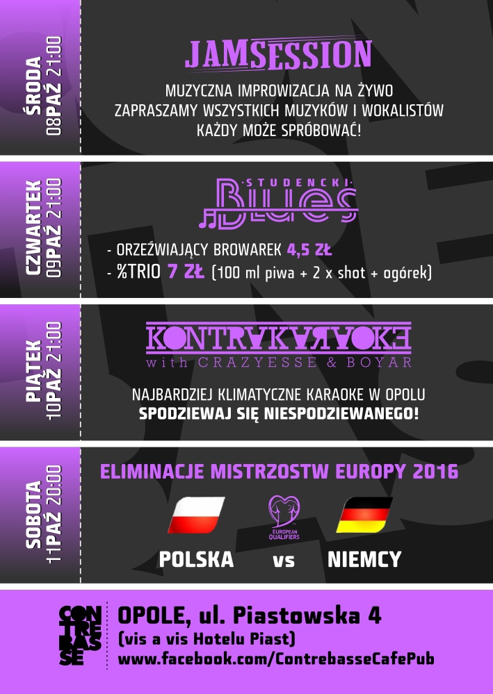 Music Club contrebasse opole karaoke party live music poster flyer