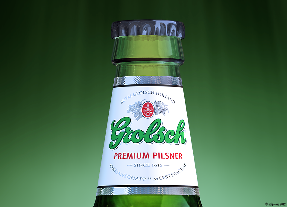 Grolsch  lager beer bottle  CGI  render  3d  cinema 4d