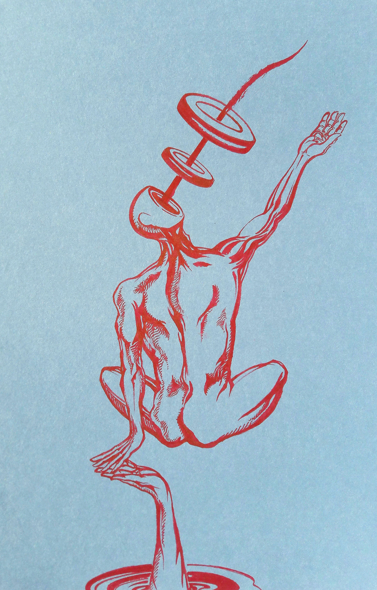 anatomy ballpoint pen body geometry hands ink metaphysical paper red surrealism