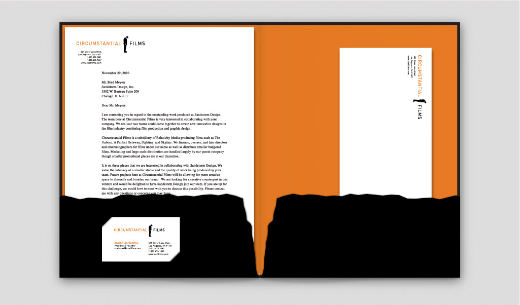films Movies brand circumstantial orange Folders letterhead Business Cards cards
