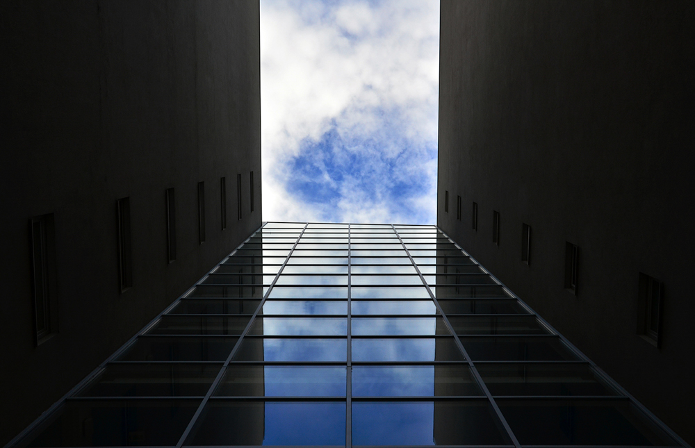 cube lines reflection building SKY clouds geometry