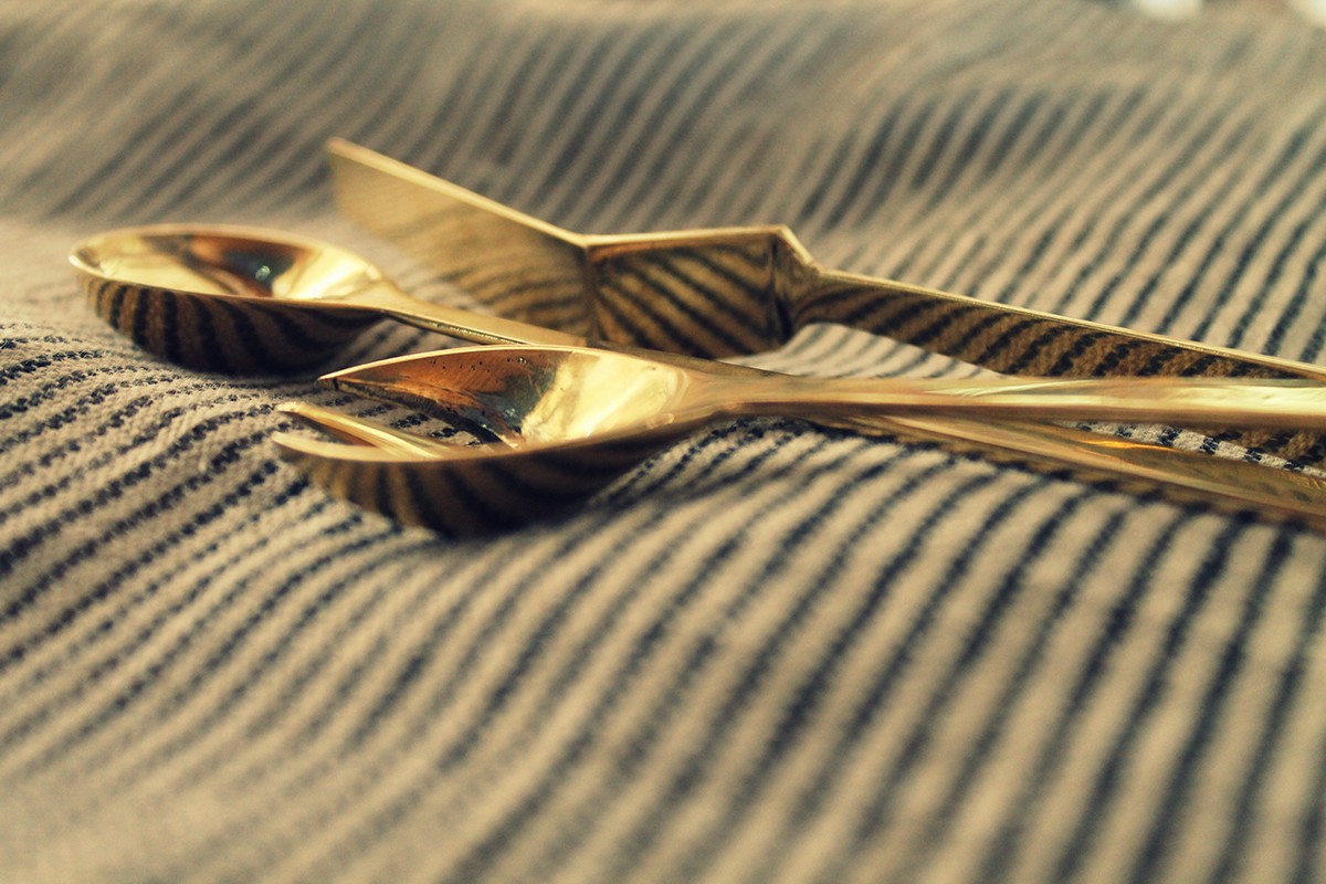 cutlery Flatwares brass sandcasting metal spoons fork knife craft tableware