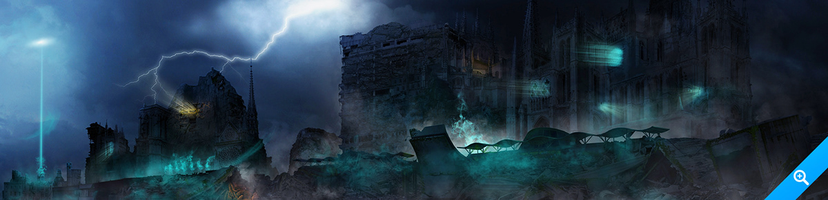 mystery city dark light smoke destruction Castle andreich 2andreich