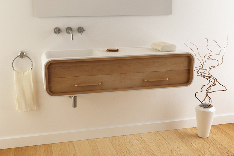 Sink bathroom corian wood