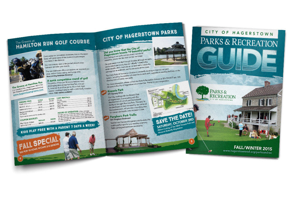 Booklet booklets die-cut Playbook Exhibitor Guide Parks and Rec brochure tradeshow Pack Expo