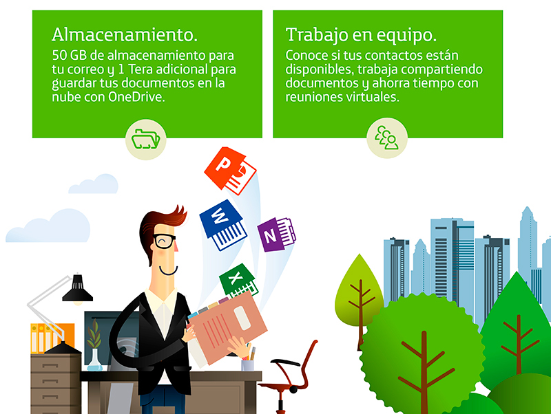 ilustracion infografia movistar publicidad Vectores Office cádiz dibujo Campaña