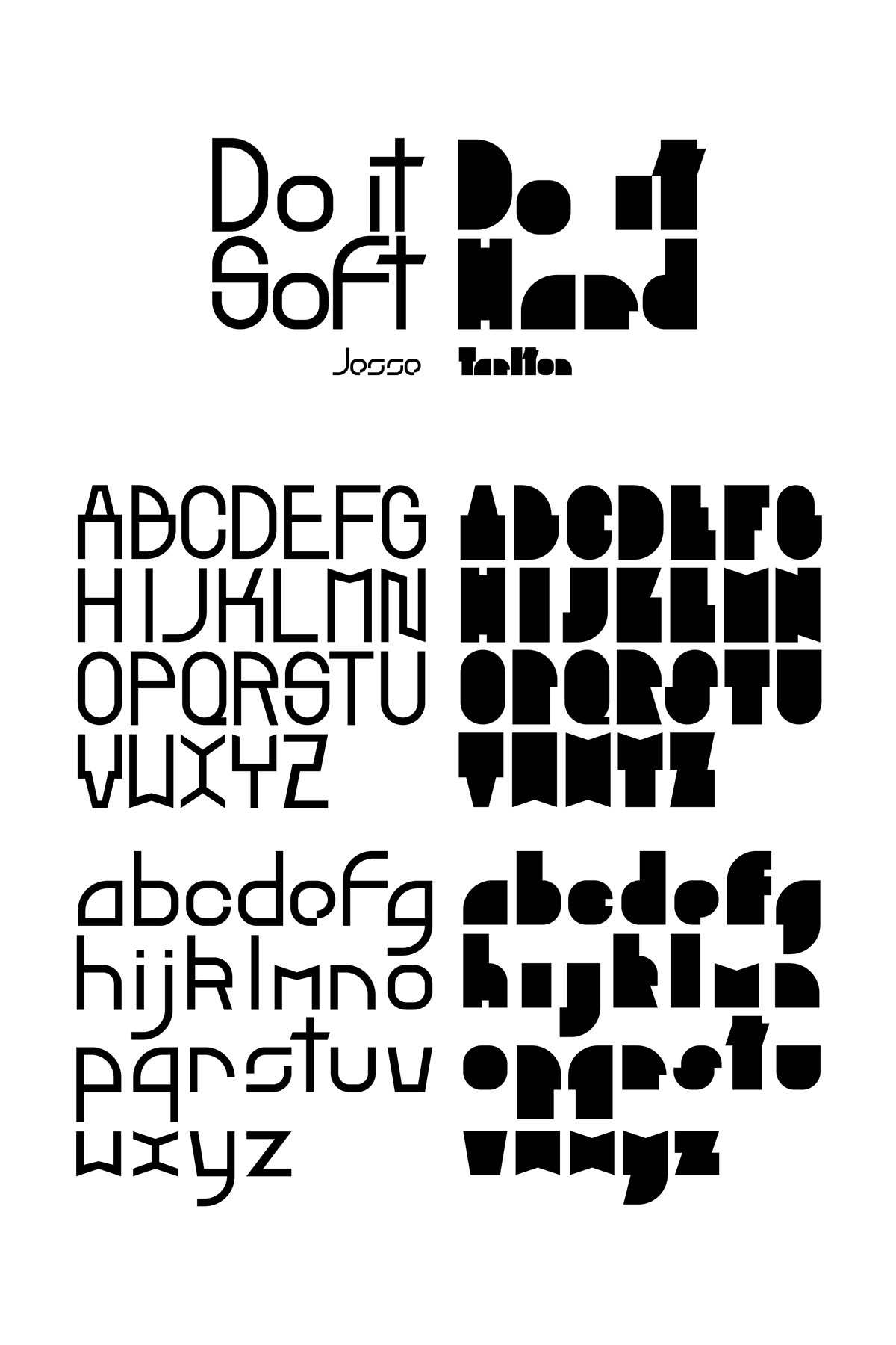 type font face Typeface do it soft hard Memphis geometric bold black White light thin