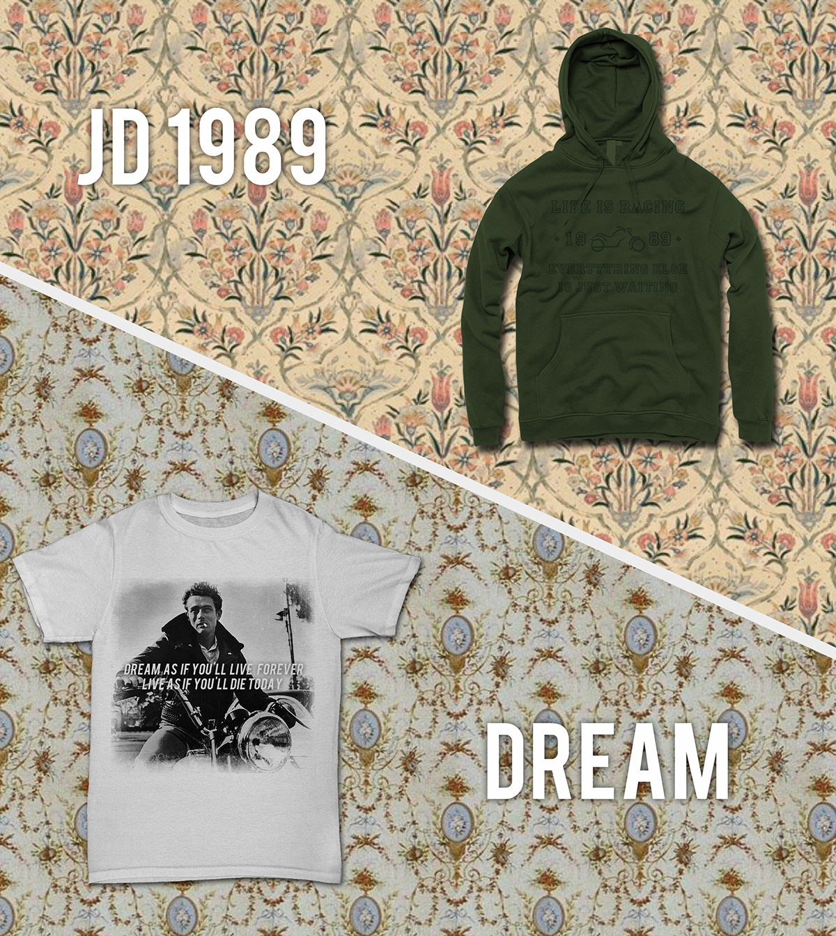graphic One Day t-shirt placement graphic Urban streetwear inspiration james dean Drake salvador dali