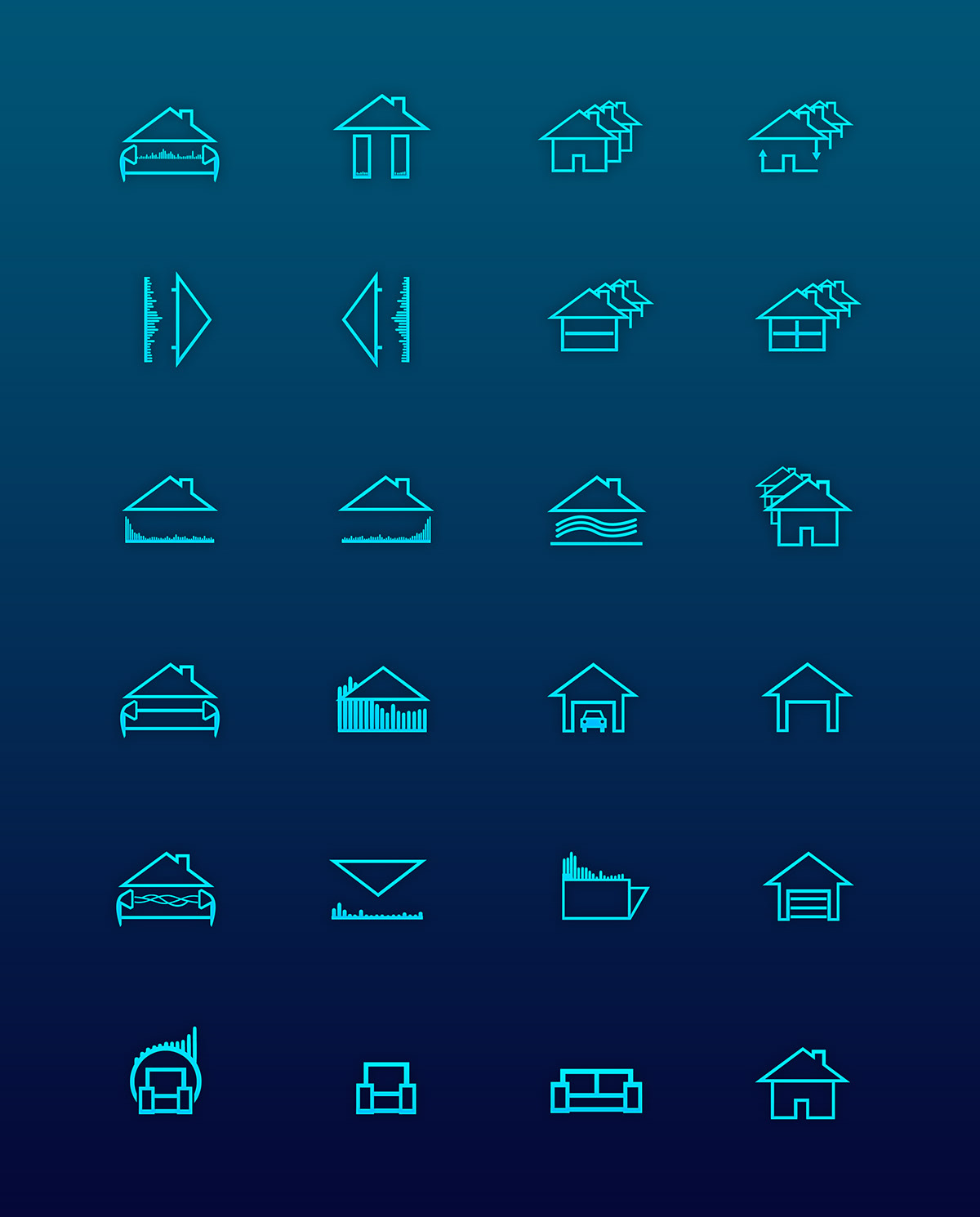 deep house Icon set logo blue app