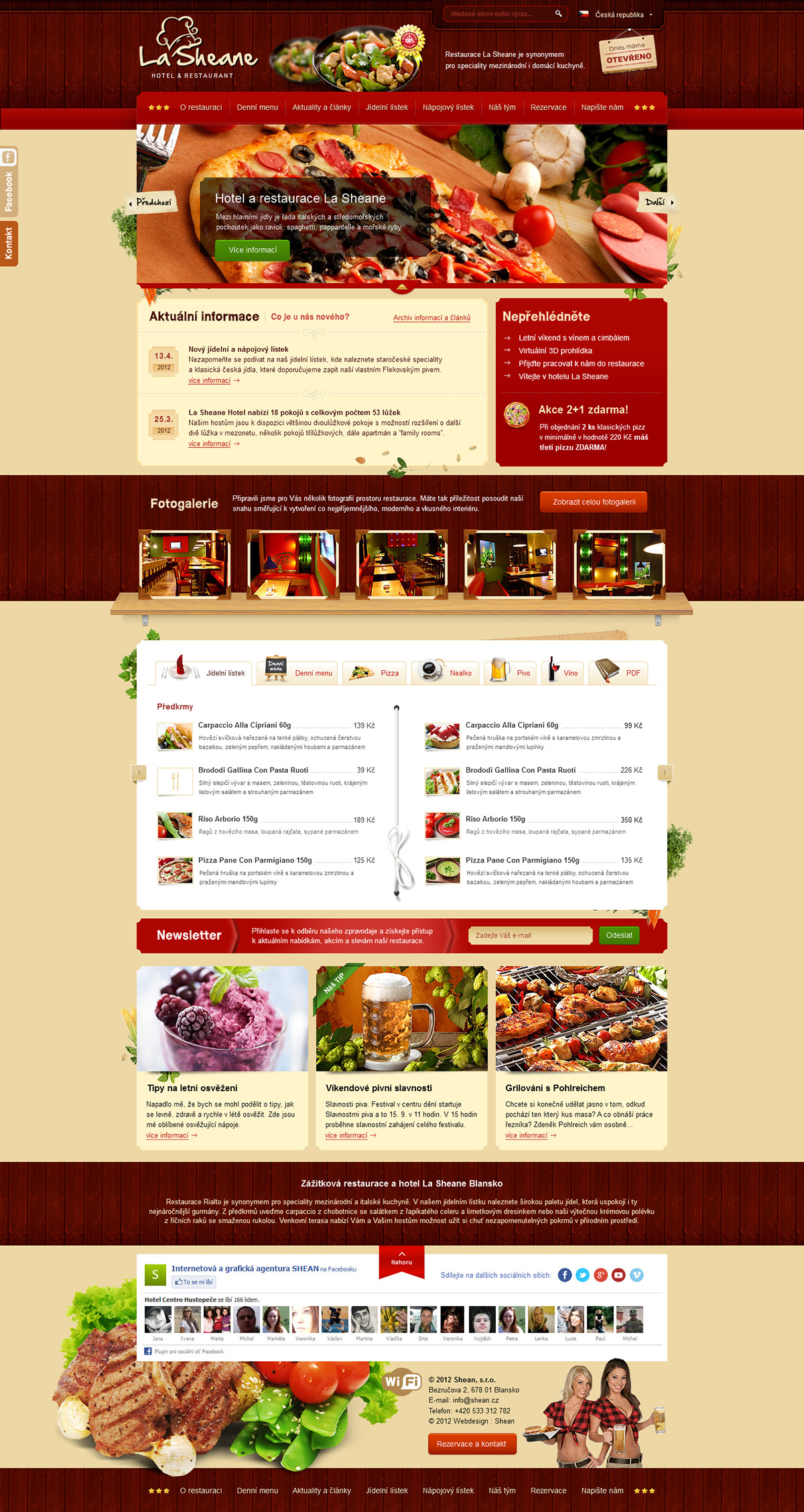 Webdesign template Theme restaurant hotel Czech