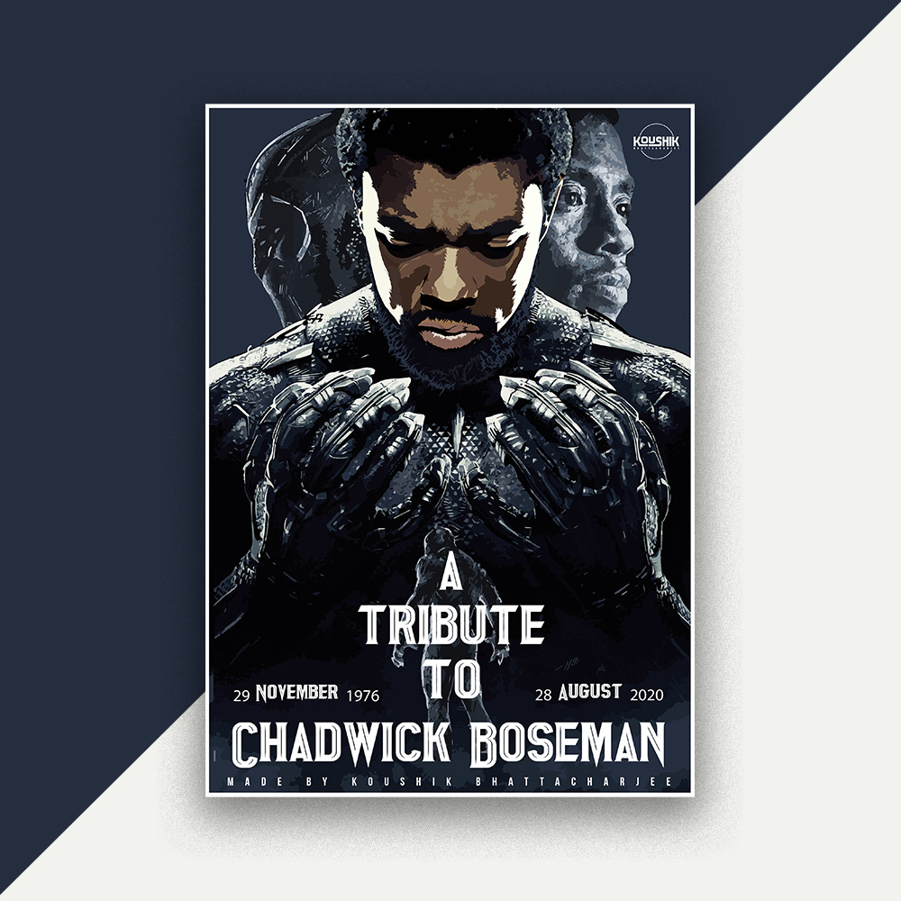 banner design black panther branding  Chadwick Boseman Creative Design Flyer Design Marvel Cinematic Universe Poster Design vector design Vector Illustration
