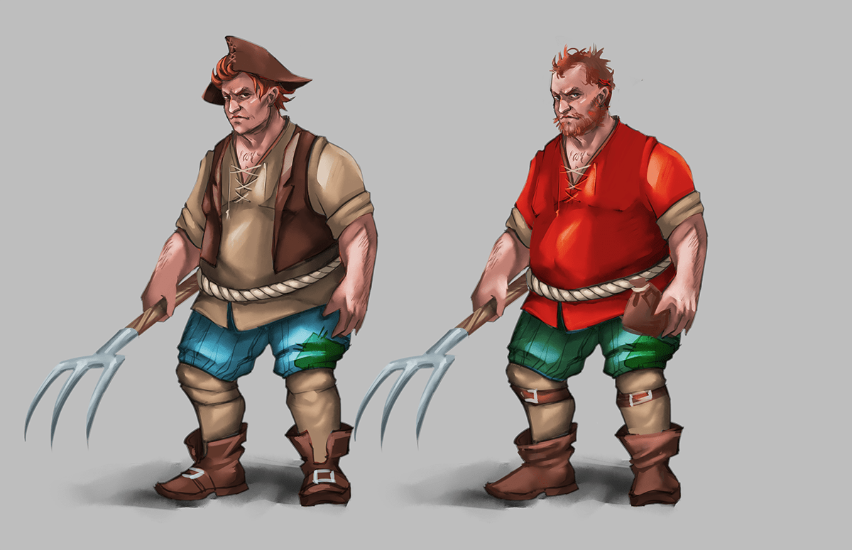 Character design  concept art countryman fantasy farmer Game Art Peasant sketch villager villagers