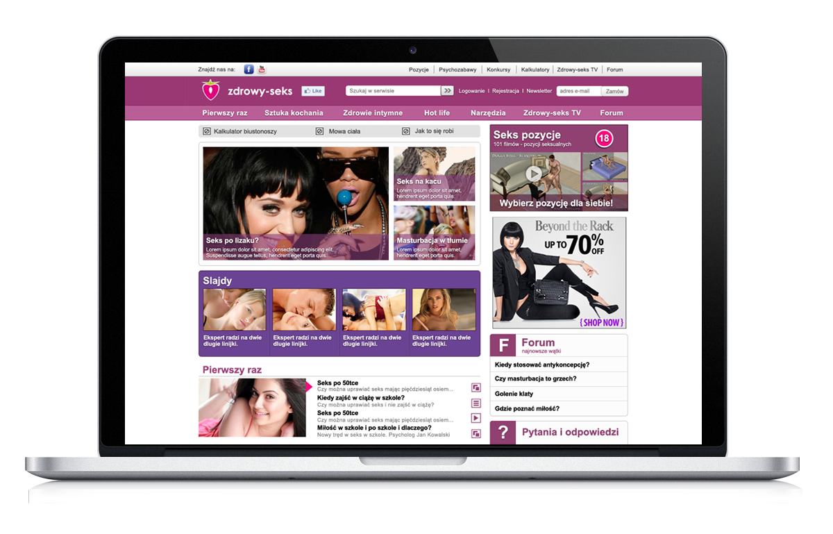 Webdesign  website  Portal  seks  zdrowy seks  VIOLET  Pink   www web portal  webportal UI  user interface