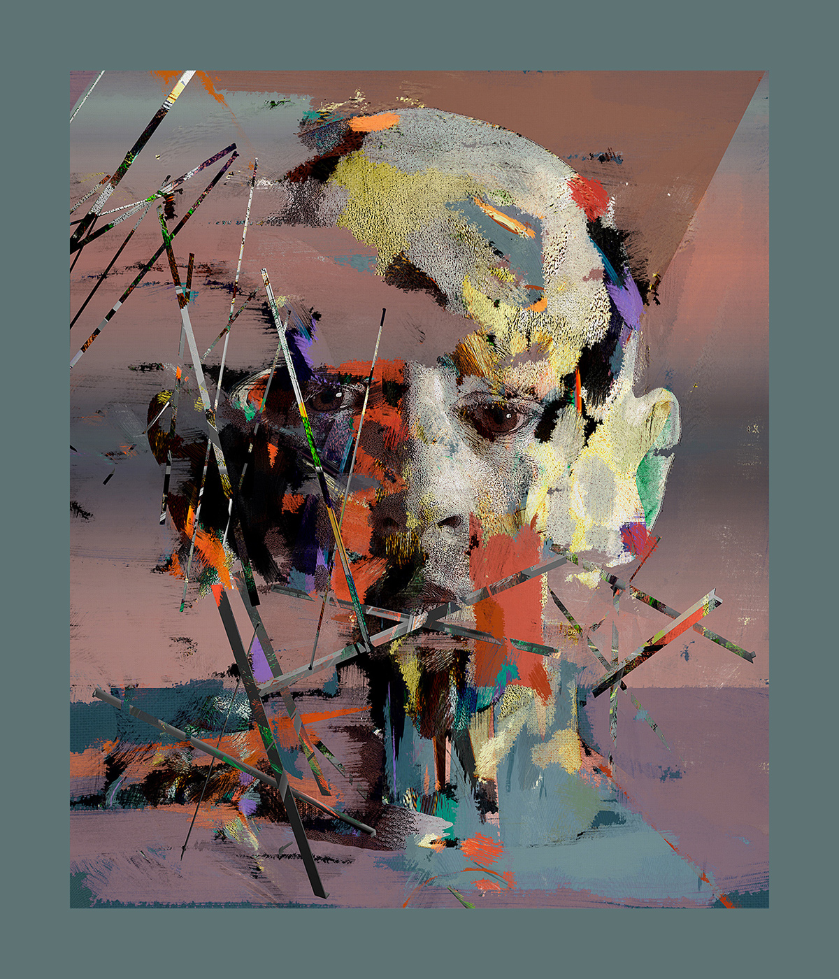 paint brush color portrait head expressive artwork abstract constructivism